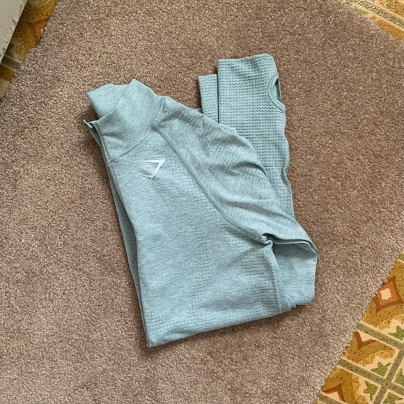 Gymshark ‘Vital’ Seamless 1/2 Zip Long Sleeve (S) - light green marl - Picture 5 of 7